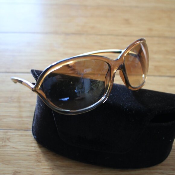 Tom Ford Oversized Oval Brown Wrap Acetate Sunglasses Unisex Excellent Condition